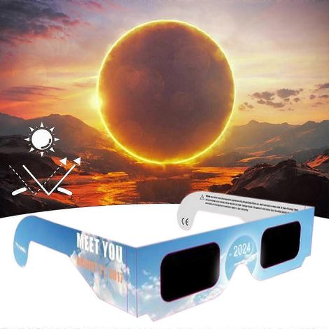 Packung mit 10 Paar Schutzbrillen für Sonnenfinsternisse, geeignet für die direkte Beobachtung der Sonne bei astronomischen Ereignissen und Sonnenbeobachtungen. (1/2)