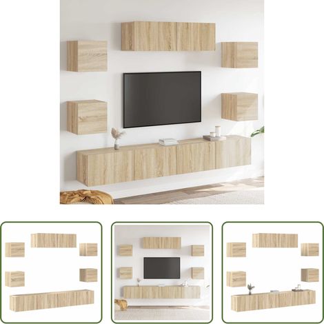 vidaXL Meuble tv bois d'ingénierie -  Ensemble de meubles TV 7 pcs Chêne sonoma Bois d'ingénierie (1/5)