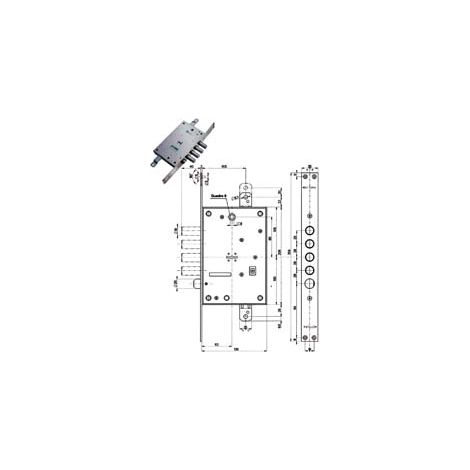 SERRATURA TRIPLICE INFILARE CON SCROCCO DOPPIA MAPPA BLINDATE 52771/28  mm.63 DX (52771ML28 36)    MOTTURA