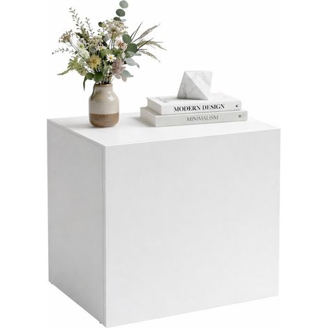 Chevet Cubique Blanc 1 Porte Réversible 2 Niches L 53.5 H 53.5 P 39.5 cm (1/5)