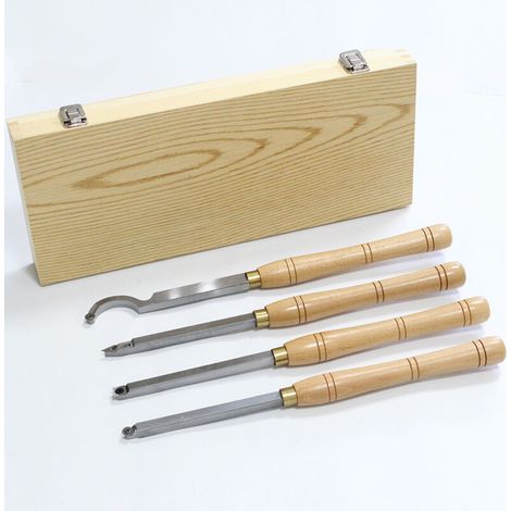 Juego de cinceles para madera de 4 piezas, herramienta de torneado de carburo para madera, para cortar ranuras en V, hacer curvas y mangos, y tallar líneas. (1/4)