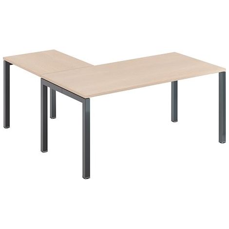 Bureau d'angle L 160 x P 160 cm chêne clair piètement métal anthracite - Team line - Maxiburo (1/5)