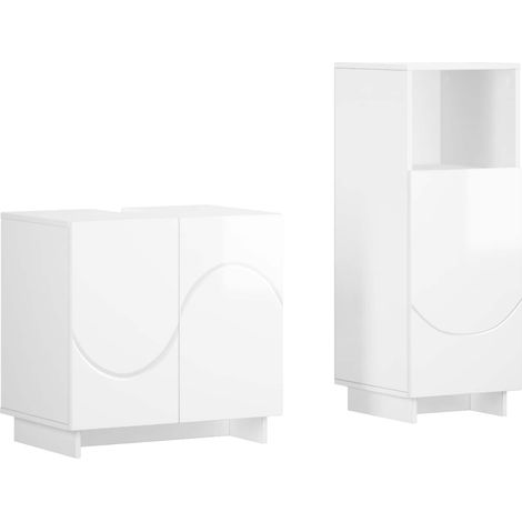Juego de Muebles de Baño 2 uds. Blanco Brillante vidaXL (1/5)