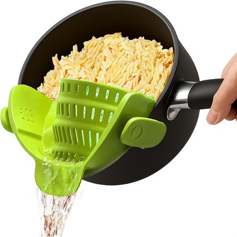 Passoire de cuisine en silicone à clipser pour casserole, poêle et bol, taille universelle, passoire de cuisine pour pâtes, légumes et fruits (1/5)