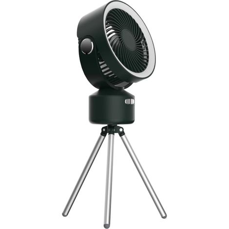 Ventilateur trépied suspendu double usage avec éclairage extérieur, petit ventilateur de plafond portable USB pour tente de camping, ventilateur de camping