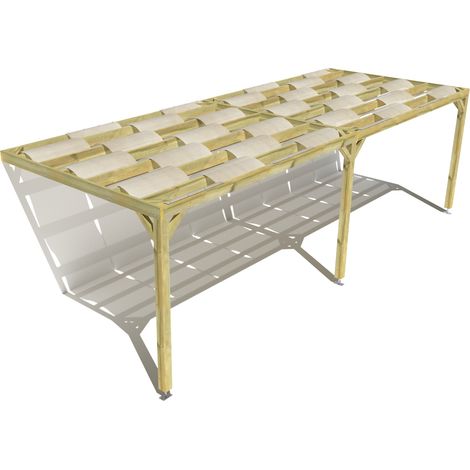 Pergola bois • 8m x 3m • adossée • sens largeur • voilage semi-transparent inclus • livraison comprise (1/3)