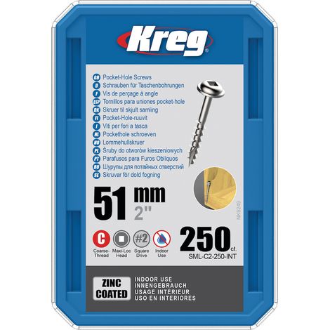 Vis à trous de poche 51 mm Revêtu de Zinc Maxi-Loc, Filetage épai, 250 - KREG - SML-C2-250-INT (1/2)