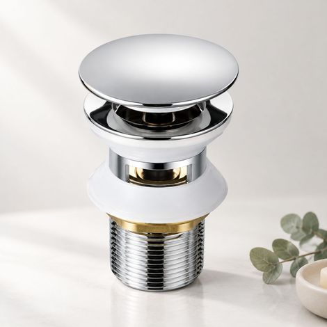 Bonde de Lavage avec Trop-plein Pop-up Automatique – Laiton Chromé – Hauteur 98 mm – Diamètre 66 mm – Installation Facile 1-1/4 (1/5)