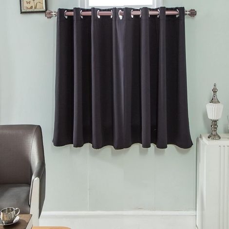 1 Rideau Occultant Noir 36x74cm à Oeillets pour Fenêtre Cuisine Salle de Bain