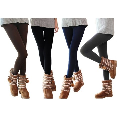 Leggings En Peluche Pour Femmes De Grande Taille Pantalon Chaud Noir