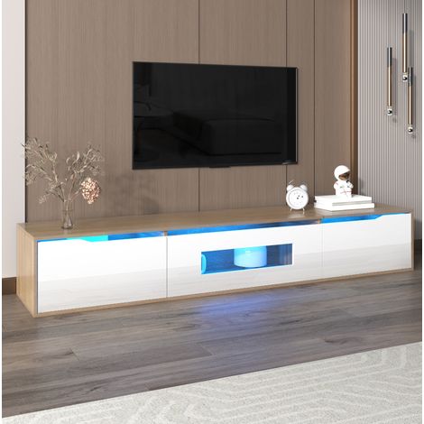 mobile tv 180 cm sospeso LED 16 colori bianco legno HAVRYA (1/5)