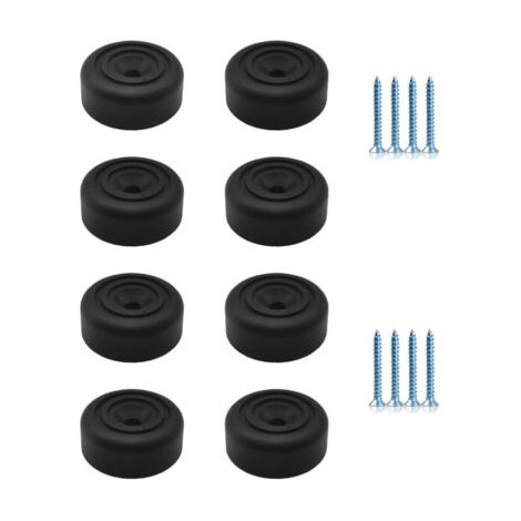 QORVA-Pied de Meuble Noirs 8 pièces Pieds de Meuble Ronds Ø 33 x H 13 mm Pieds d'armoire en Plastique Pieds pour Meubles Canapé Pieds avec 8 vis pour Armoire, canapé, Chaise (1/4)