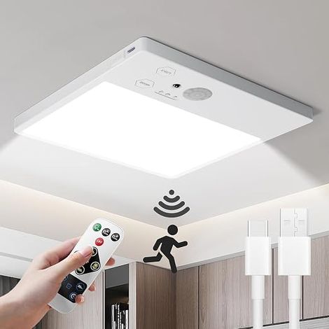 Wireless Rechargeable LED Ceiling Light Motion Sensor, 3 Adjustable Color Temperatures, Remote Control, 7000mAh Magnetic Ceiling Light Bathroom, Garage, Staircase, Kitchen (1/5)