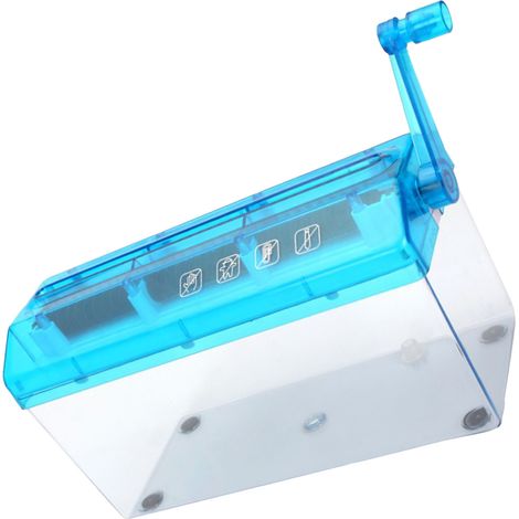 Déchiqueteuse papier plastique manuelle transparente coupe A4 pour bureau bleue (1/5)