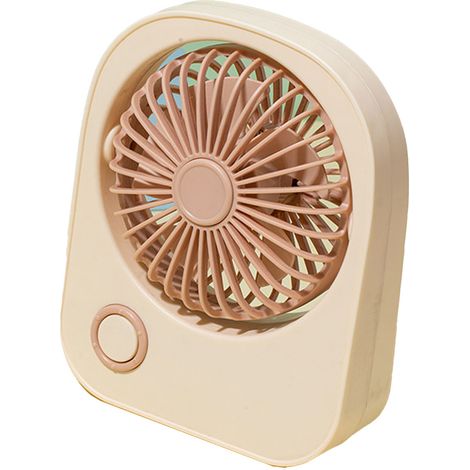 Kleiner, tragbarer Tischventilator mit 115° Windrichtungsverstellung, niedlicher Mini-Ventilator für Studenten, Beige (1/5)