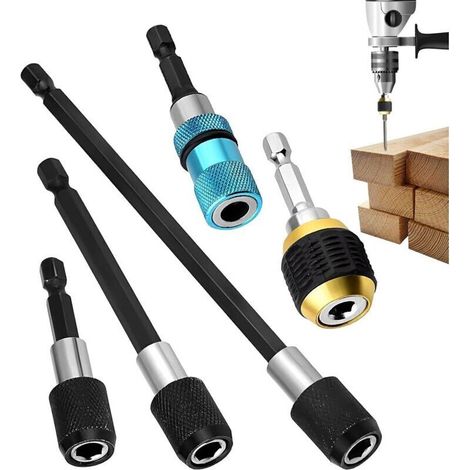 Adaptador de vástago hexagonal de 1/4", juego de 5 adaptadores para electricidad, plomería, talleres, industria y reparación de automóviles.