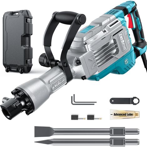 Demolition Hammer 1700W SDS-Hex Concrete Breaker, 65 Joule Hammer with Anti-Vibration Handle, 2 Scissors and Transport Box with Wheels (1/5)