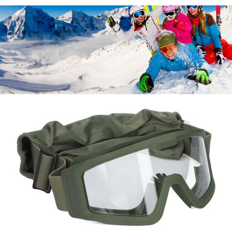 Lunettes de protection renforcées, résistantes aux chocs et offrant une protection UV, avec verres transparents, verres gris et verres jaunes traités, et monture verte. (1/5)
