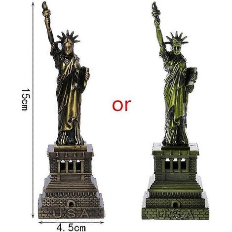 Statue de la Liberté Américaine Modèle Métallique 15cm Décoration Bureau Gadget Cadeau Artisanat USA Points Repère. (1/4)