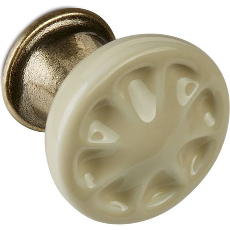 Porzellanknopf META Ø 33 mm Messing antik / creme (1/4)