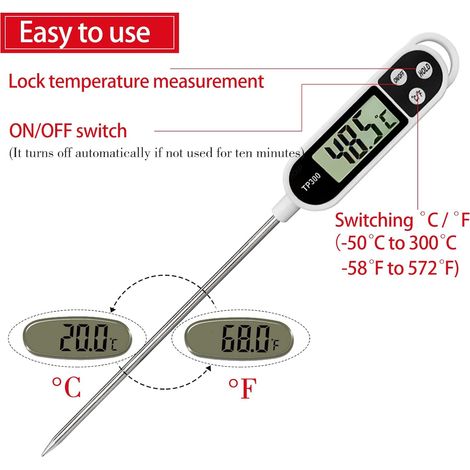 Termometro da cucina a sonda rapida da 5 secondi con display LCD per barbecue, pasticceria, carne, latticini e altre preparazioni culinarie. (1/4)