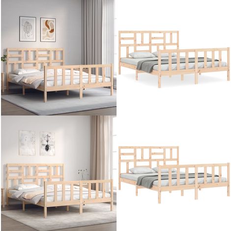 Cadre de lit sans matelas 160x200 cm bois massif de pin - Cadre de lit - Lit bois pin (1/5)
