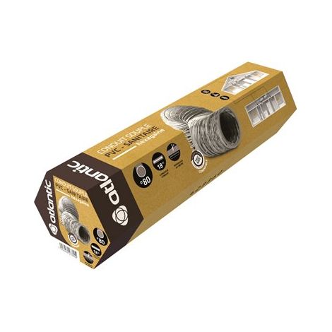 Atlantic – Conduit souple PVC type B diamètre 80 – Longueur 18m – Gaine VMC en carton – Conduit flexible en tissu pour ventilation