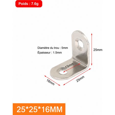 Équerre de fixation en inox en L 25 × 25 × 16 mm sans vis 25 9 g – Livraison gratuite