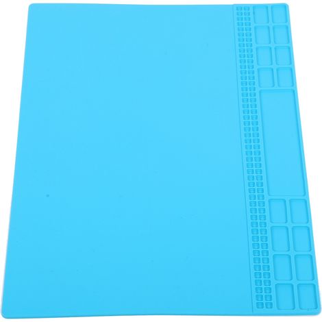 Tapis de Réparation Magnétique Résistant à la Chaleur Silicone pour Station de Soudage Ordinateur Téléphone, Coussin 350x250x4mm, Bleu Clair (1/5)
