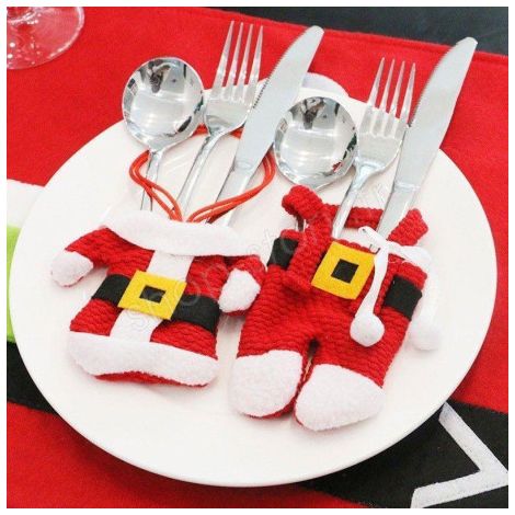 Lot de 3 Porte-Couverts Père Noël pour Décoration de Table (1/4)