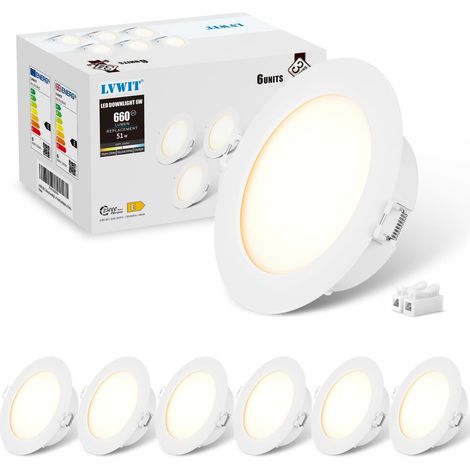 Spot Led Encastrable, 18W Spots Encastrable Salle de Bain Équivalent à 125W, Éclairage Plafond Encastré, 4000K Blanc Neutre, IP44 Éclairage de Plafond φ173MM, Lot de 6 (1/5)
