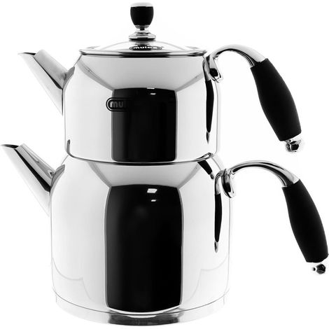 Teekannen-Set aus Edelstahl 18/10 mit Silikongriffen – Praktisch, elegant und langlebig 1L+2L (1/5)