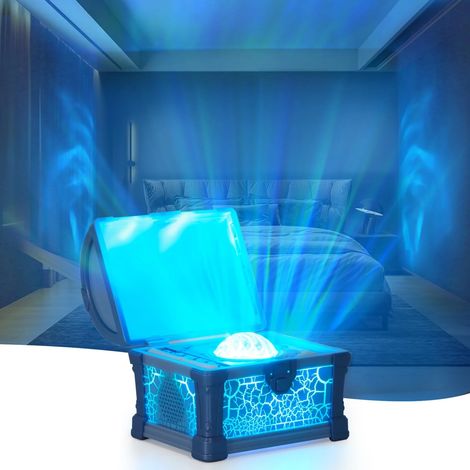 Projecteur d'aurores boréales, lampe de nuit coffre au trésor, projecteur de lumière d'aurore boréale avec 8 effets et télécommande, lumière d'ambiance galaxie à intensité variable (1/5)
