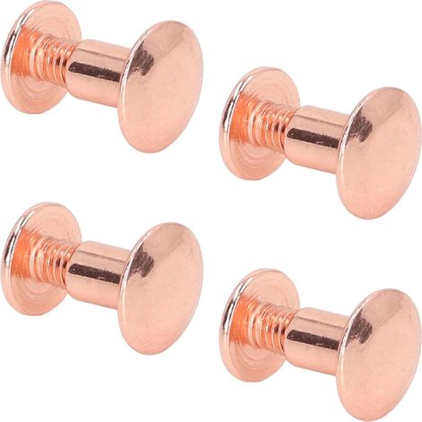 90 jeux de vis de reliure, avec plaquage de surface uniforme, traitement de galvanoplastie incurvé, clous et rivets métalliques, adaptés à la reliure en cuir DIY, plaqués or. (1/5)