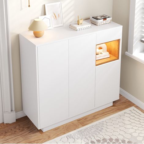 Mueble zapatero con LED cajón y estantes ajustables OKMYHOME (1/5)