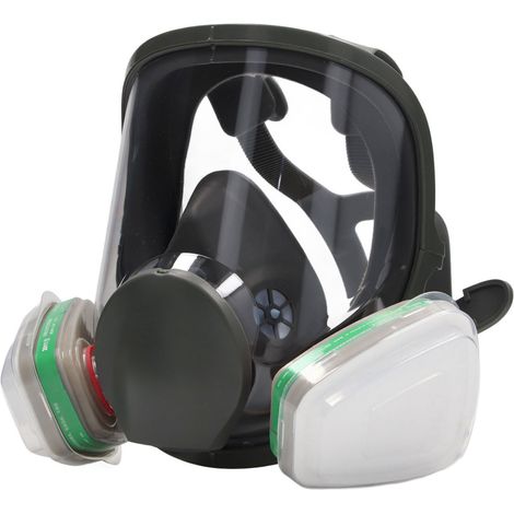 Wiederverwendbare Vollgesichtsmaske zum Schutz vor organischen Dämpfen beim Lackieren und Schweißen, inklusive 10 Filterwatten und Abdeckung sowie Filterbox Nr. 4 (1/5)