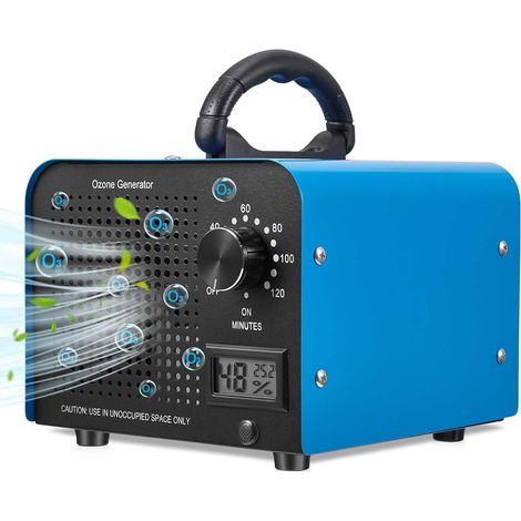 Ozone Generator,  High Capacity 60000mg/h Ozone Machine Generator with 120 min Timer,  Portable Ozone Odor Eliminator,  Blue (1/5)