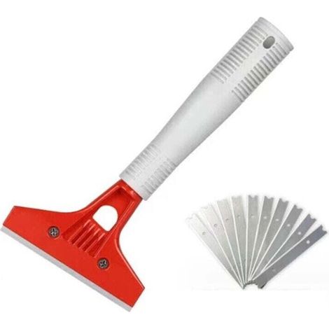 Grattoir pour Plaque avec 10 Lames Métalliques, Outils de Nettoyage des Sols en Carreaux de Verre (1/4)
