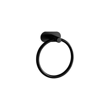 Anello portasciugamani in acciaio inox 304 - Montaggio a parete rotondo - Portasciugamani adesivo - Per bagno, cucina e soggiorno - Nero (1/5)