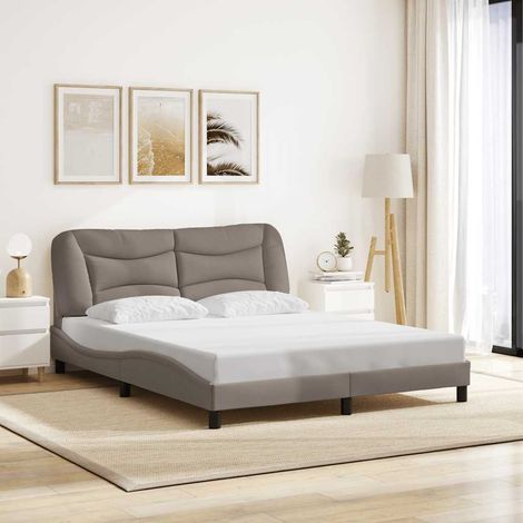 Cadre de lit sans matelas Hvar taupe 160x200 cm tissu (1/5)