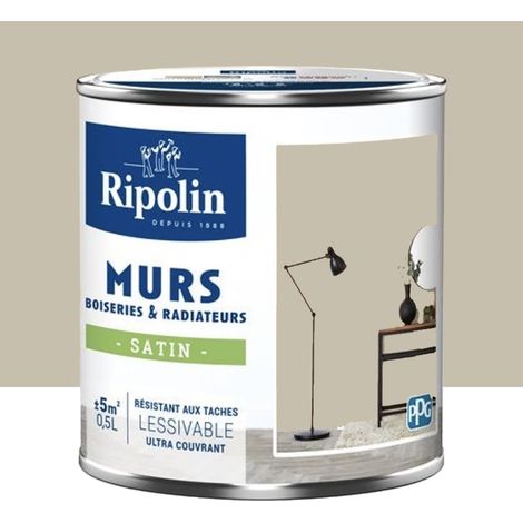 Peinture Murs, Boiseries, Radiateurs RIPOLIN Satin Beige kyanité 0,5 L (1/3)