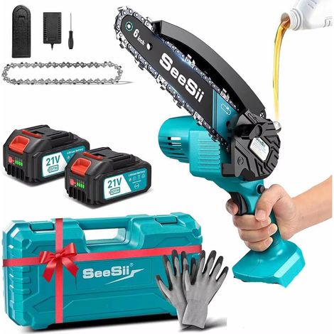 Mini tronçonneuse sans fil 6 pouces – Scie élagage rechargeable – Compatible Makita 18V 4,0 Ah (1/5)