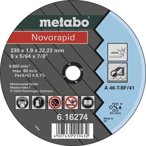 Novorapid 230 x 1,9 x 22,23 inox, meule de tronçonnage, modèle droit metabo 25 pièces (1/2)