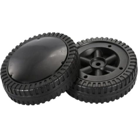 Lot de 2 roues noires de 15 cm pour barbecue, roulement fluide. (1/5)