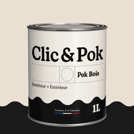 Peinture Bois Extérieur – POK BOIS - 1L - RAL 9001 - Blanc crème- Résistante aux intempéries - Ne s'écaille pas