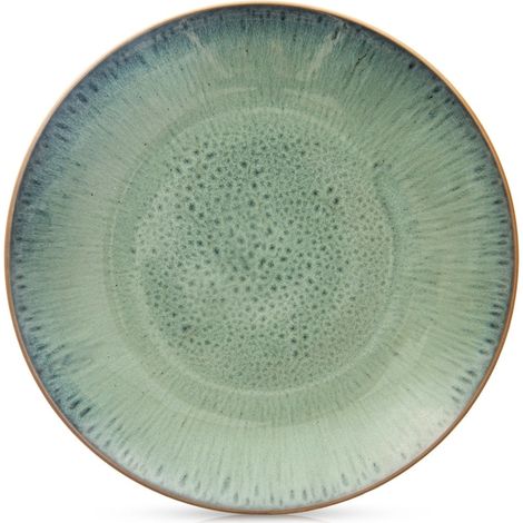 Piatto piano in ceramica smaltata verde, 27 cm (1/5)