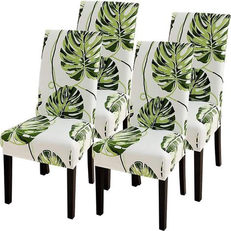 4 Picesmonstre , Housse De Chaise Extensible , Moderne Housse De Chaise Salle Manger,amovible Lavable Couverture Protection De Chaise Pour Salle (1/5)