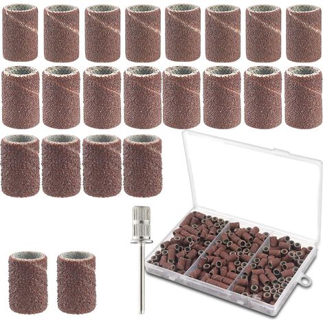 210 PCS Tambour Adaptateur de Band Ponçage Manchon Abrasif pour Ponceuse Grain 80/120/180 Ongles pour Céramique, Pierre (1/5)