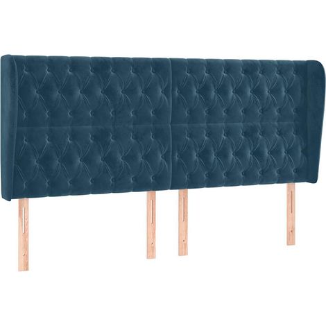 Maison Exclusive - Cabecero con orejas de terciopelo azul oscuro (1/5)