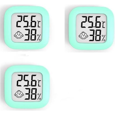 3 Stück Mini Thermometer Hygrometer Elektronisches Temperatur- und Feuchtigkeitsmessgerät (Grün)
